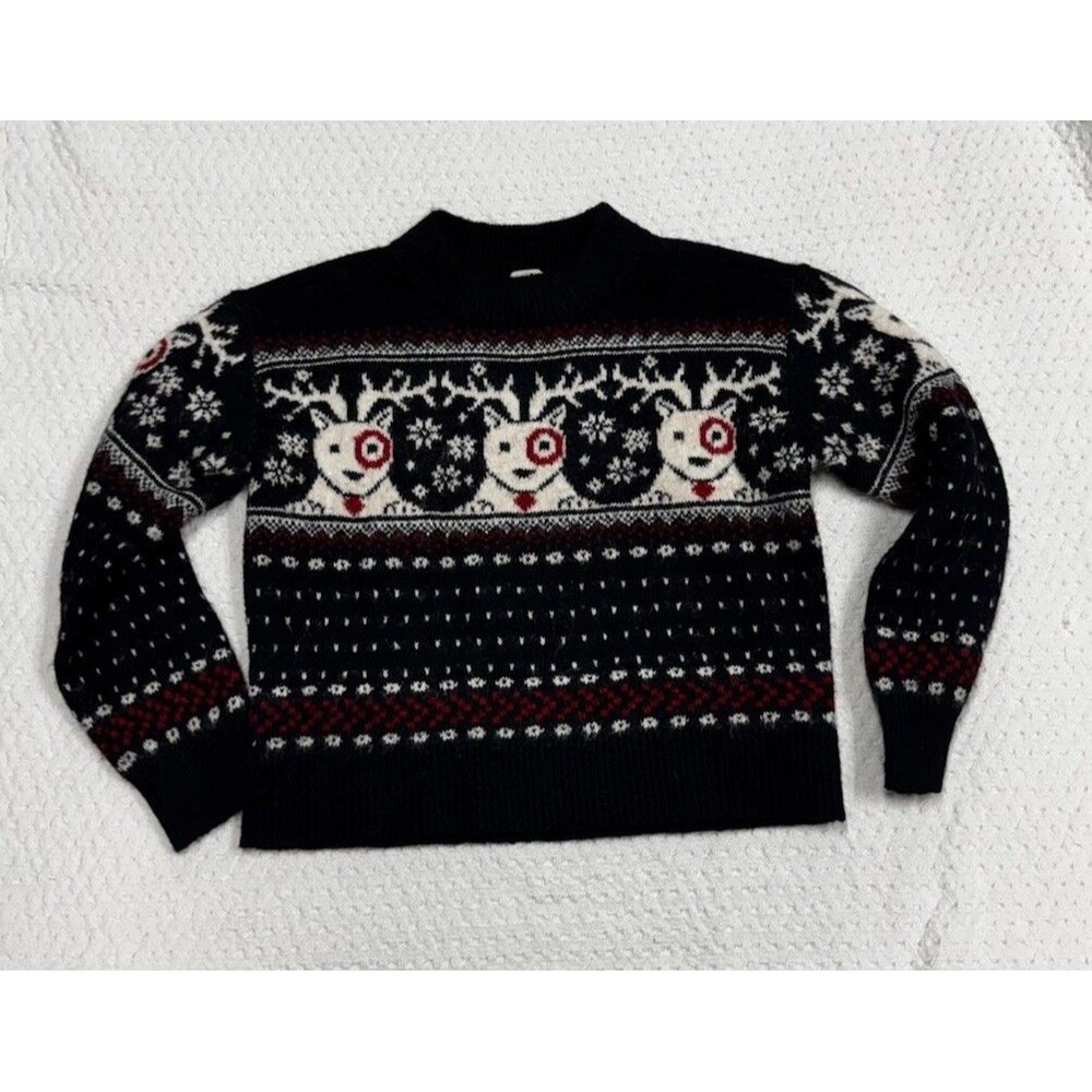Universal Thread Target Bullseye Dog Knit Sweater Sz Small Bull Terrier